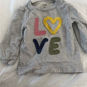 Simple Gray Sweatshirt with Colorful 'LOVE' Appliqué